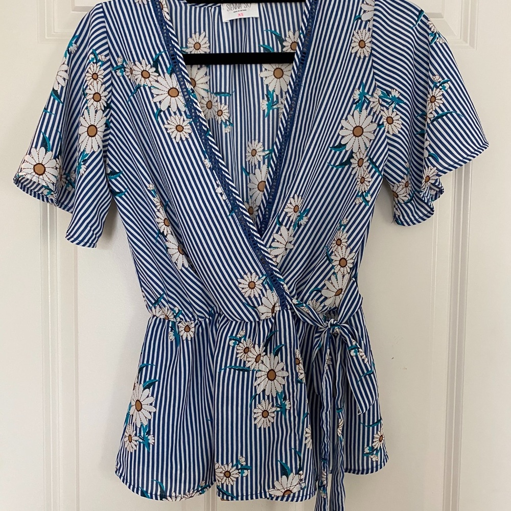 Sienna Sky Tie Front Sunflower Blouse